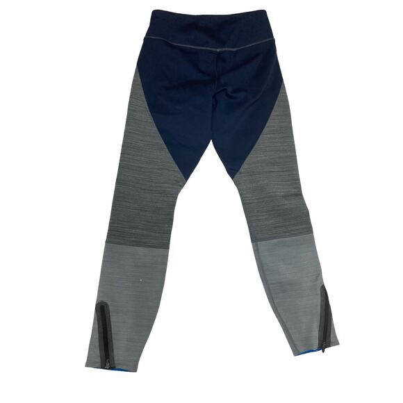 Nike Legendary Mid Rise Compression Training Tights Side Zip Grey Blue SZ Medium - Picture 2 of 8